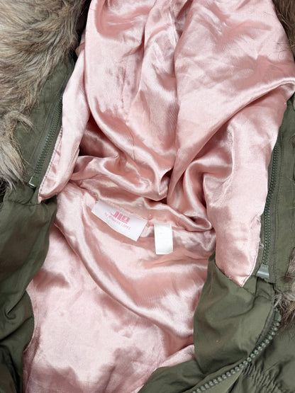 JLO Khaki Cropped Fur Hood Puffer Jacket ♡ S