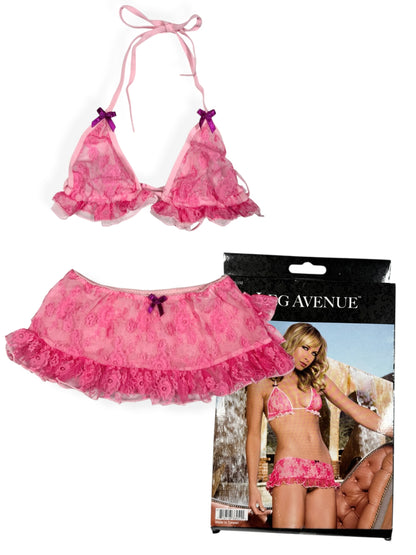 Leg Avenue Pink Lace Skirt & Top Set ♡ Size XS