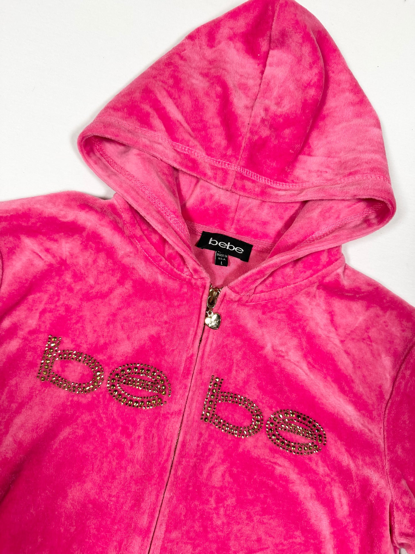 Bebe Pink Velour Zip Up Jacket