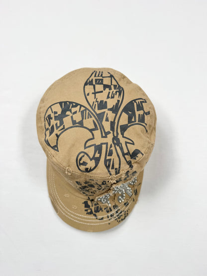 Tan Diamante Cross Cap ♡