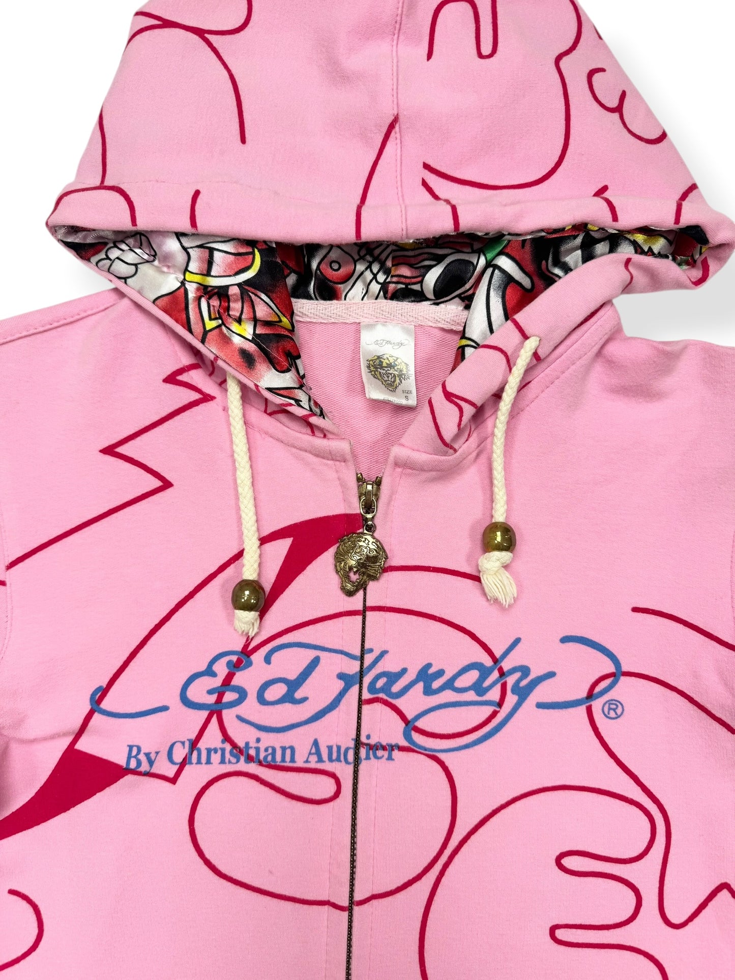 Pink Ed Hardy Zip Up Hoodie ♡ S