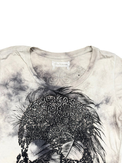 Skull Feather Grunge Tee ♡ M