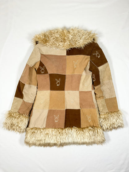 Playboy Patchwork Fur Trim Coat
