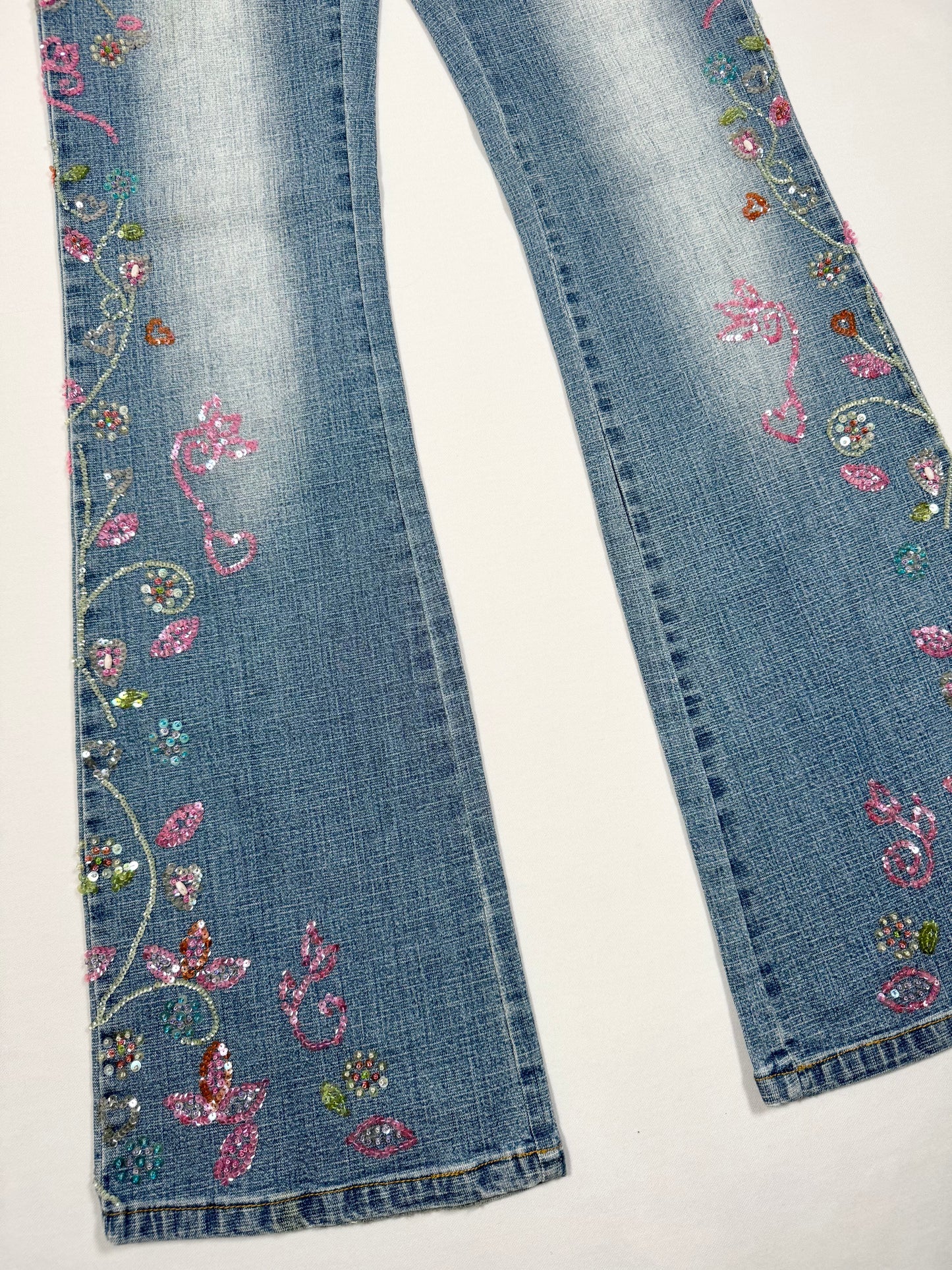 Bebe Sequin Flared Jeans