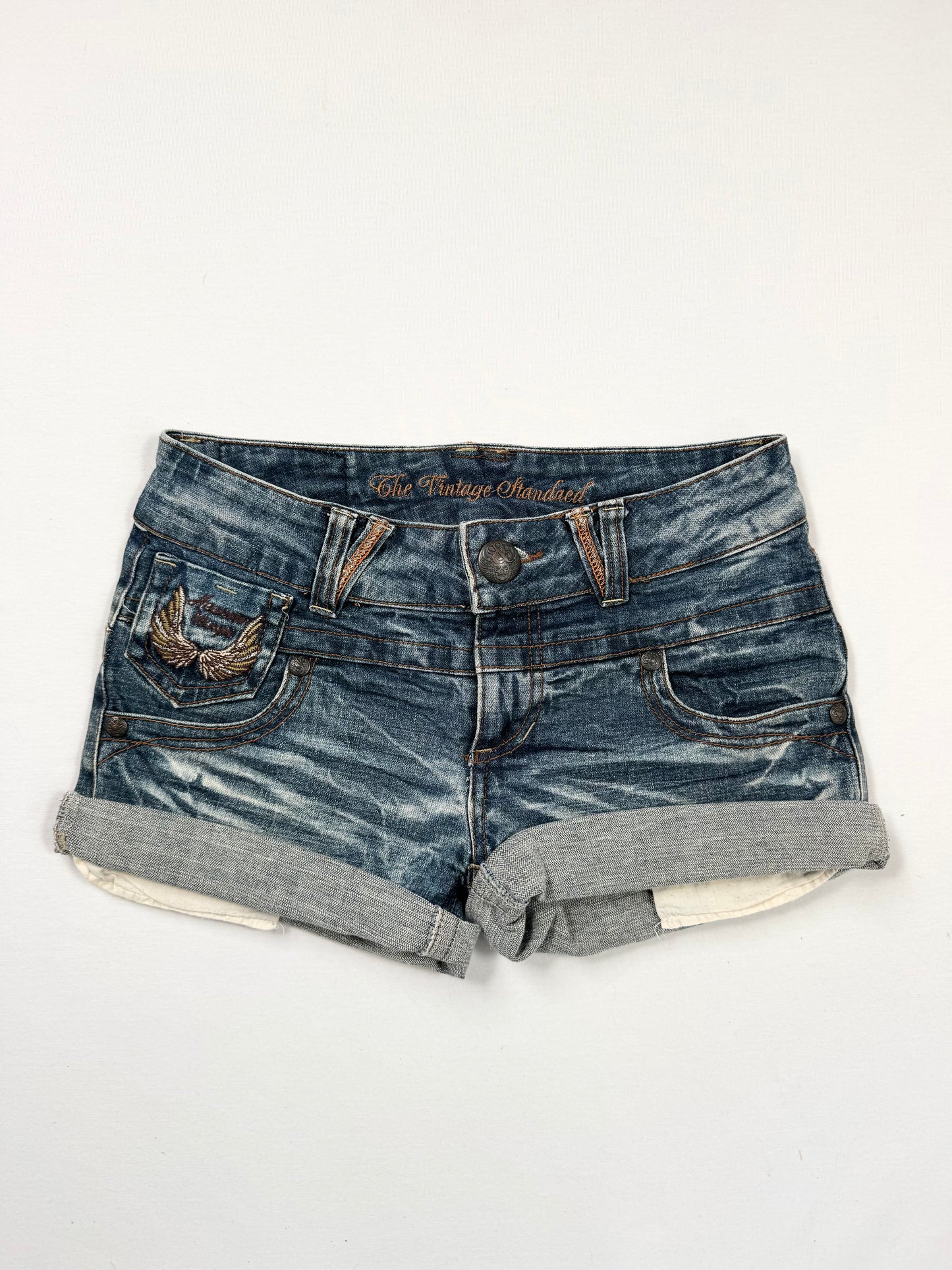 Embroidered Wing Denim Mini Skirt ♡ S