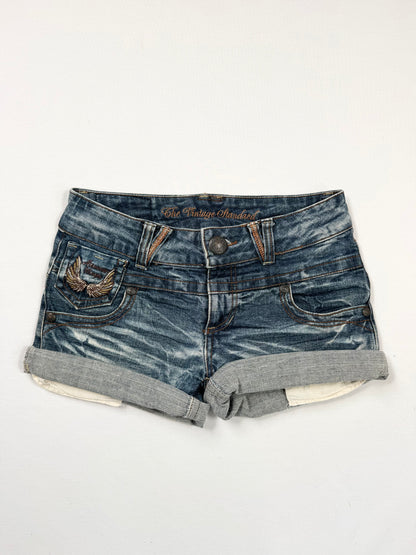 Embroidered Wing Denim Mini Skirt ♡ S