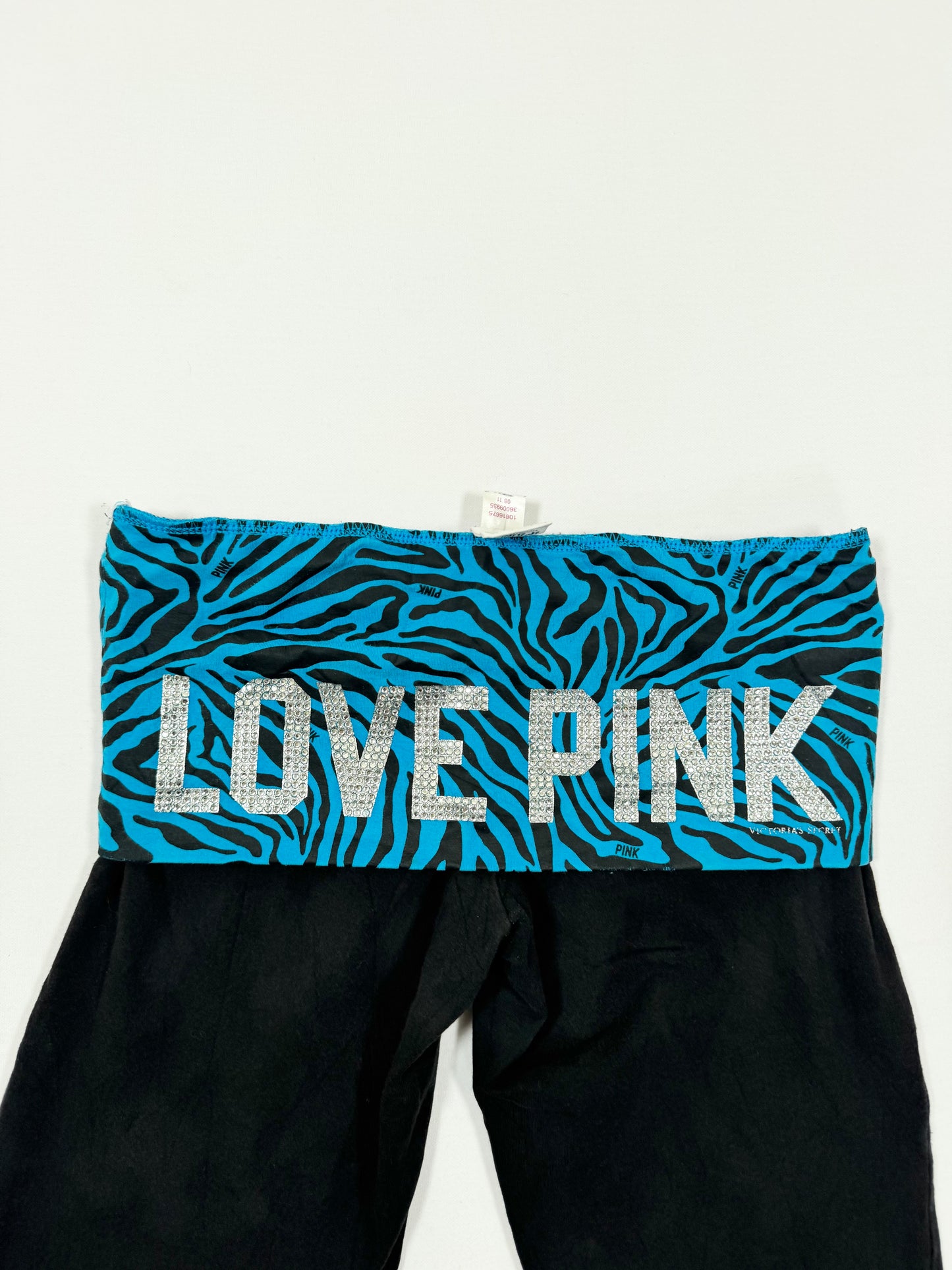 PINK Blue Zebra Fold Over Flared Leggings ♡