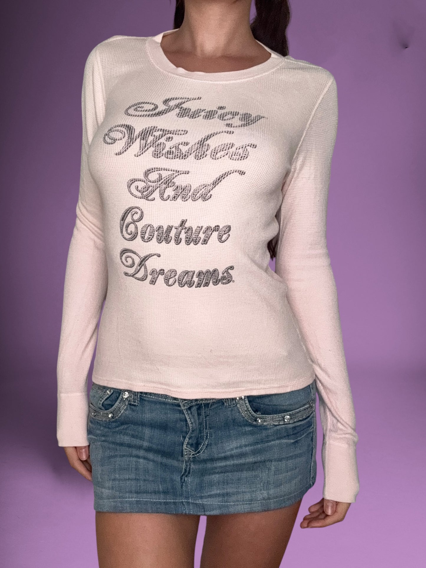 Juicy Wishes and Couture Dreams Waffle Longsleeved Top ♡ S