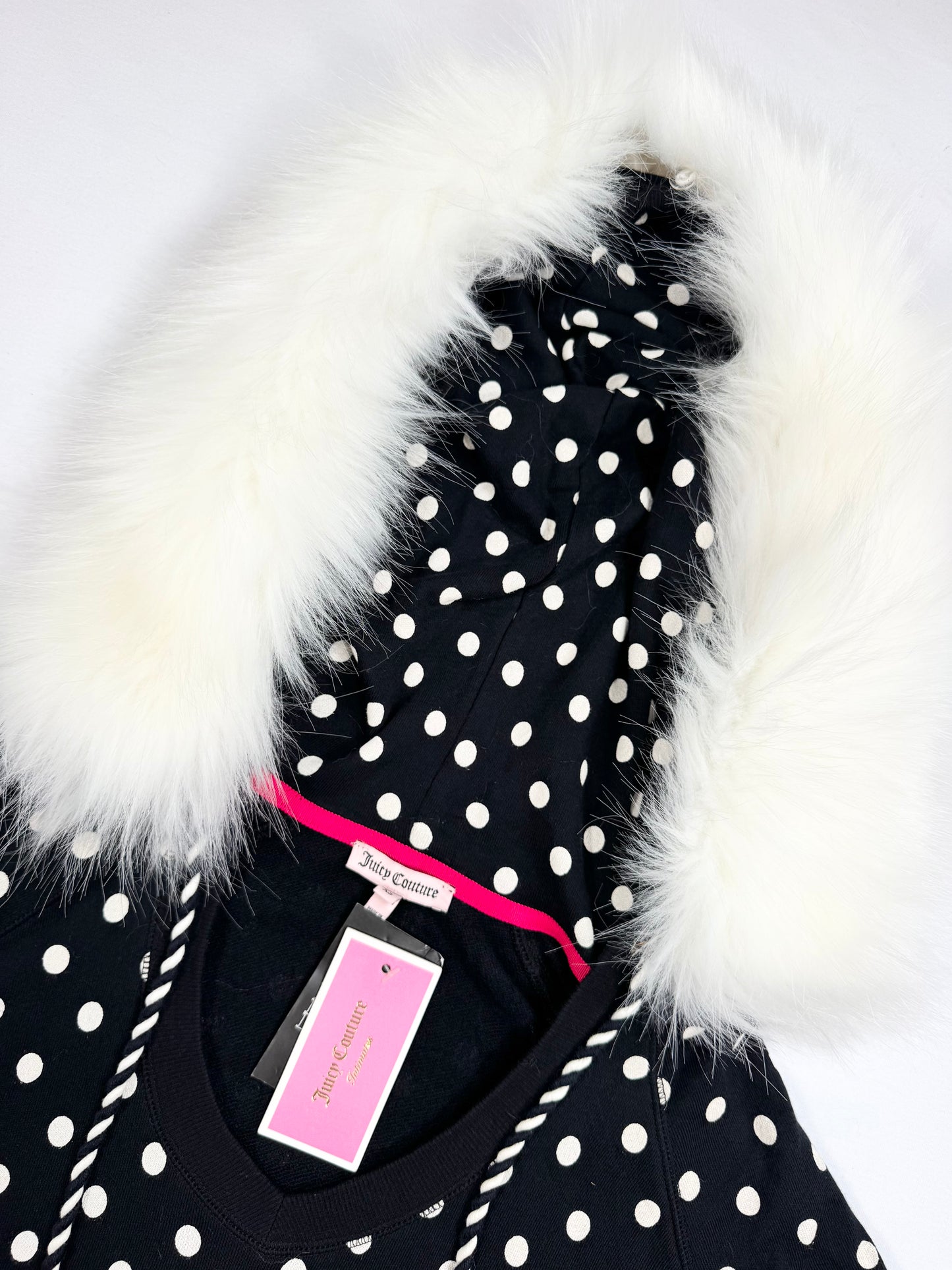 Juicy Couture Polka Dot Fur Hoodie ♡ XS
