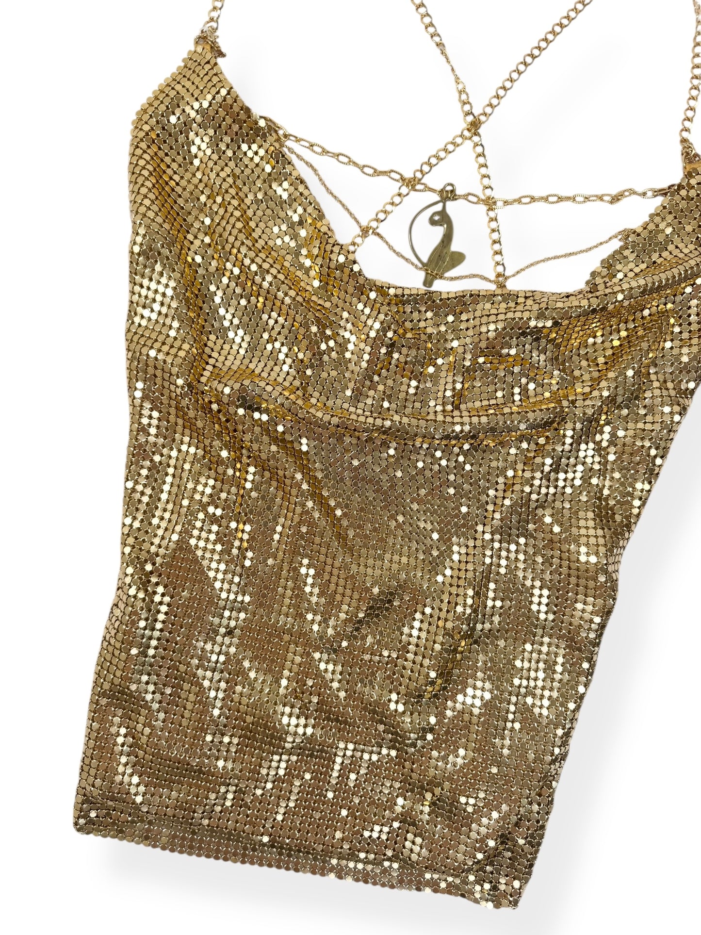Baby Phat Gold Chainmail Backless Top ☆ XS-M