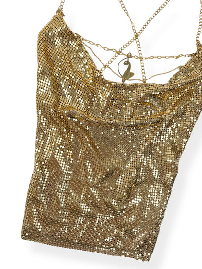 Baby Phat Gold Chainmail Backless Top ☆ XS-M