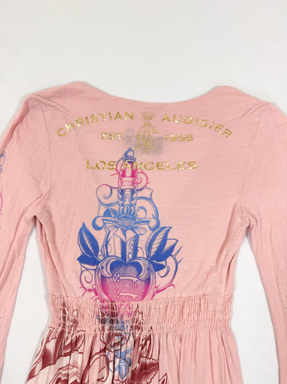 Christian Audigier Pink Mini Dress ♡ XS