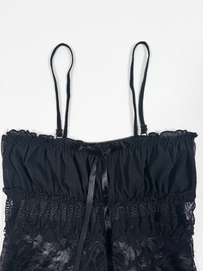 Ruched Black Lace Cami