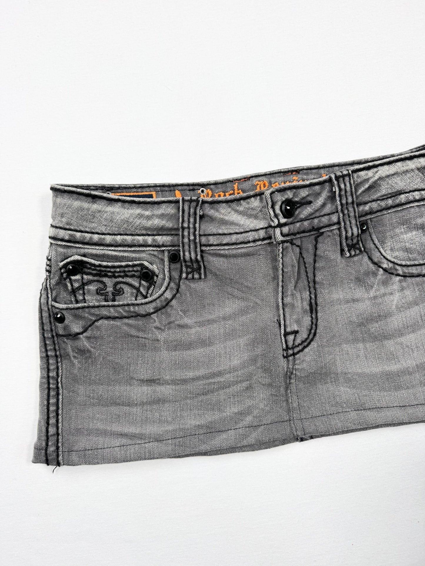 Rock Revival Grey Denim Mini Skirt ♡ 29”