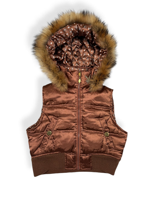Playboy Cropped Fur Puffer Vest ♡ Size XS