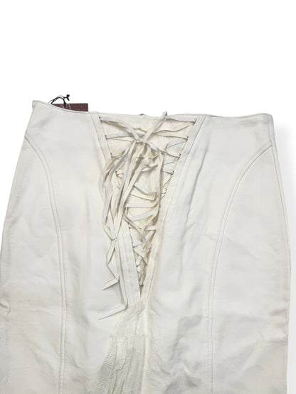 Galsville White Faux Leather Corset Midi Skirt ♡ XS