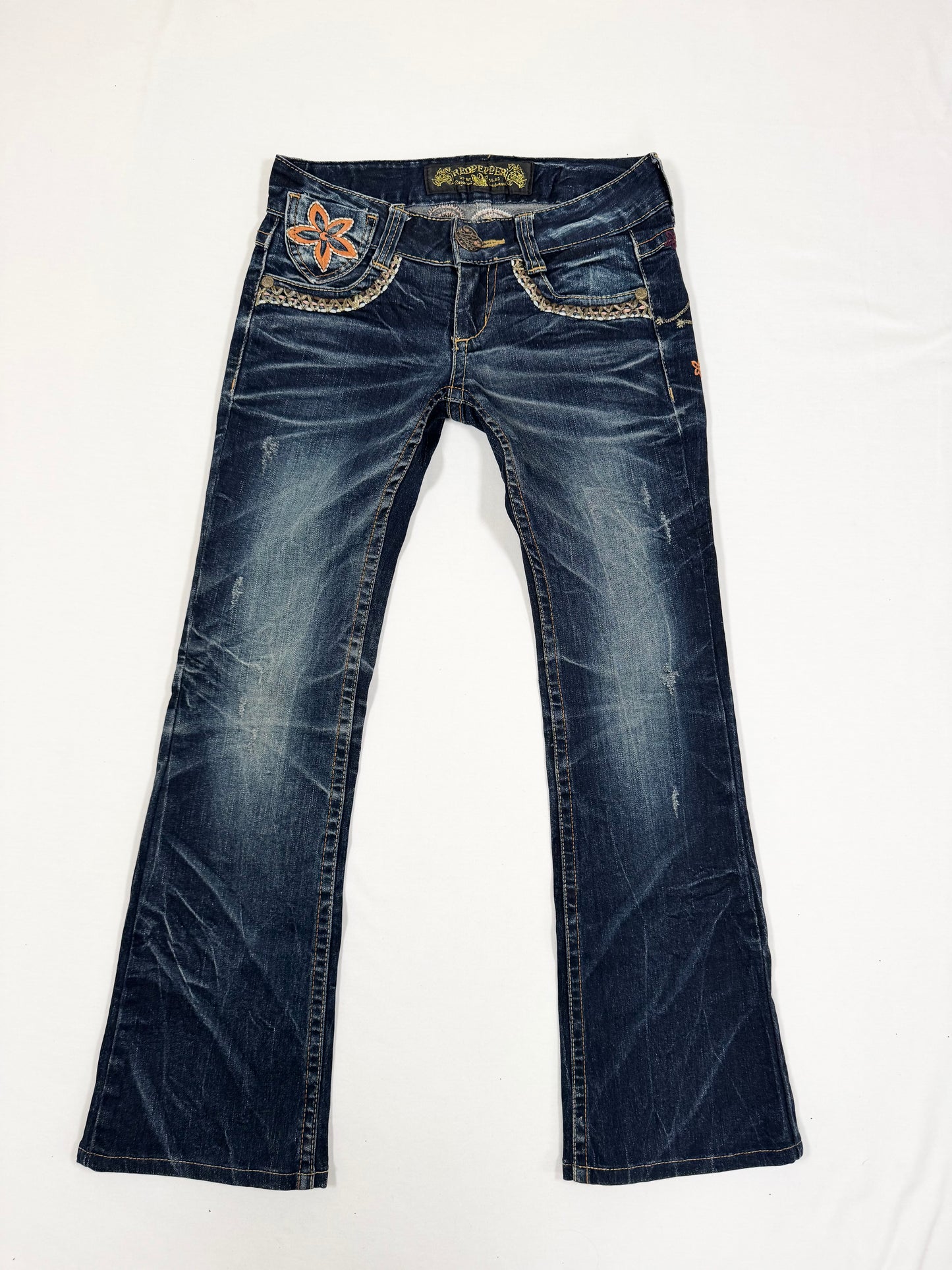 Red Pepper Leopard Floral Flared Jeans ☆ 25”