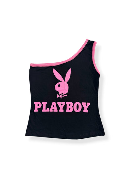 Playboy Pink & Black One Shoulder Tank ♡ S