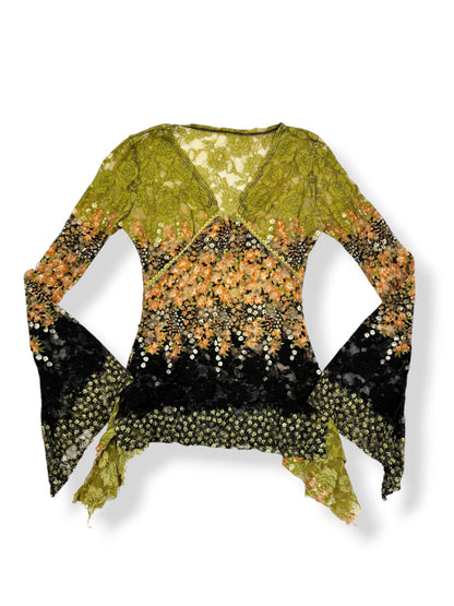 Lace Fairycore Long Sleeved Top ♡ XS