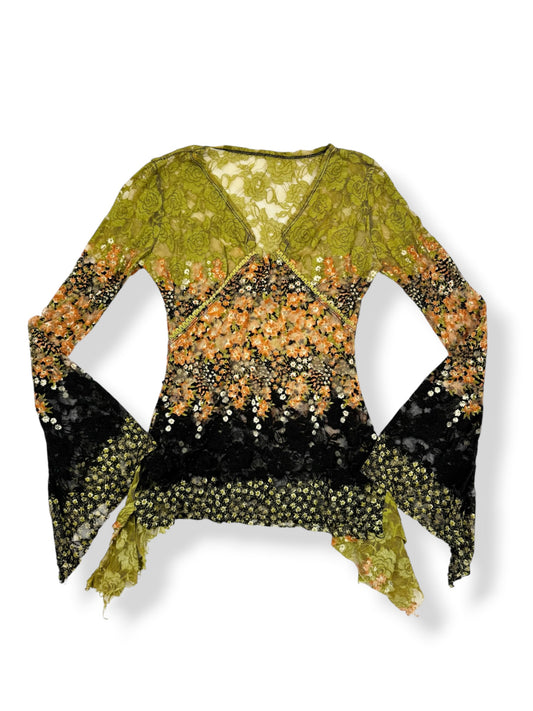 Lace Fairycore Long Sleeved Top ♡ XS