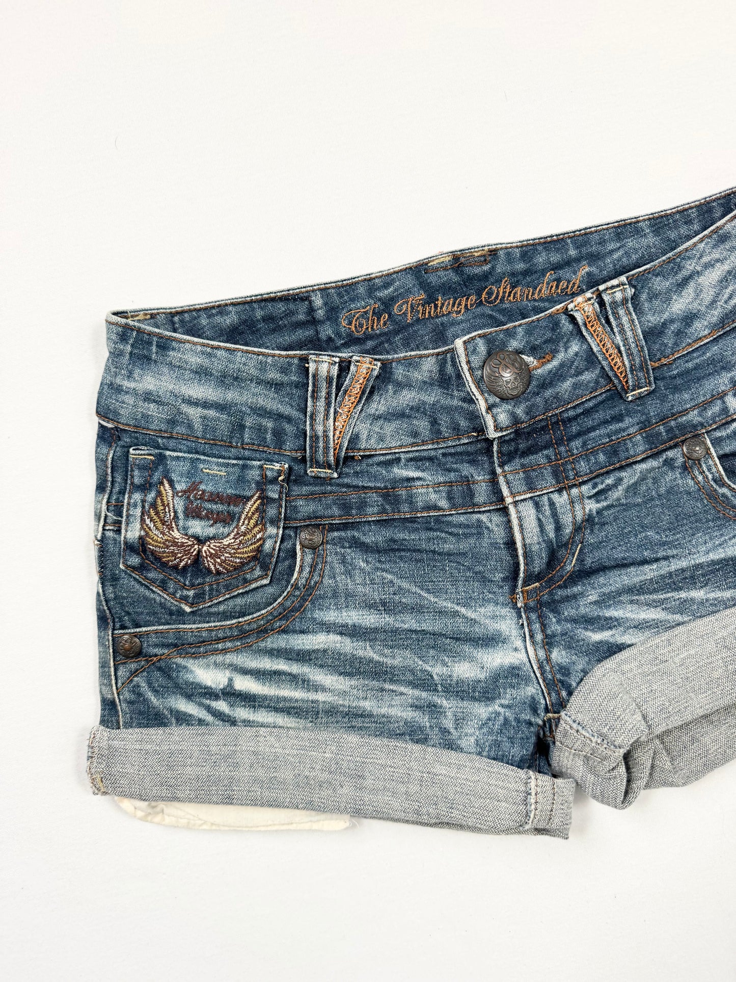 Embroidered Wing Denim Mini Skirt ♡ S