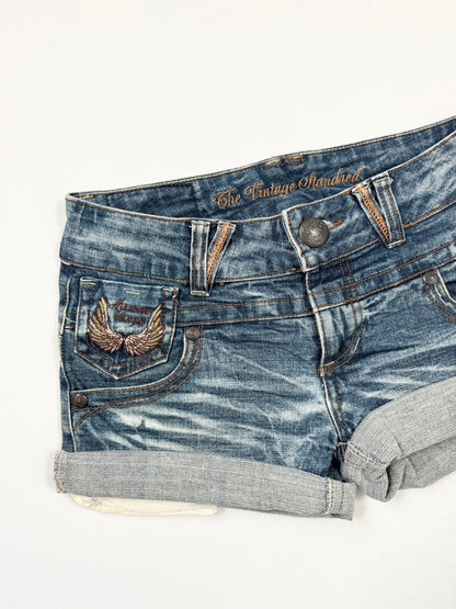 Embroidered Wing Denim Mini Skirt ♡ S