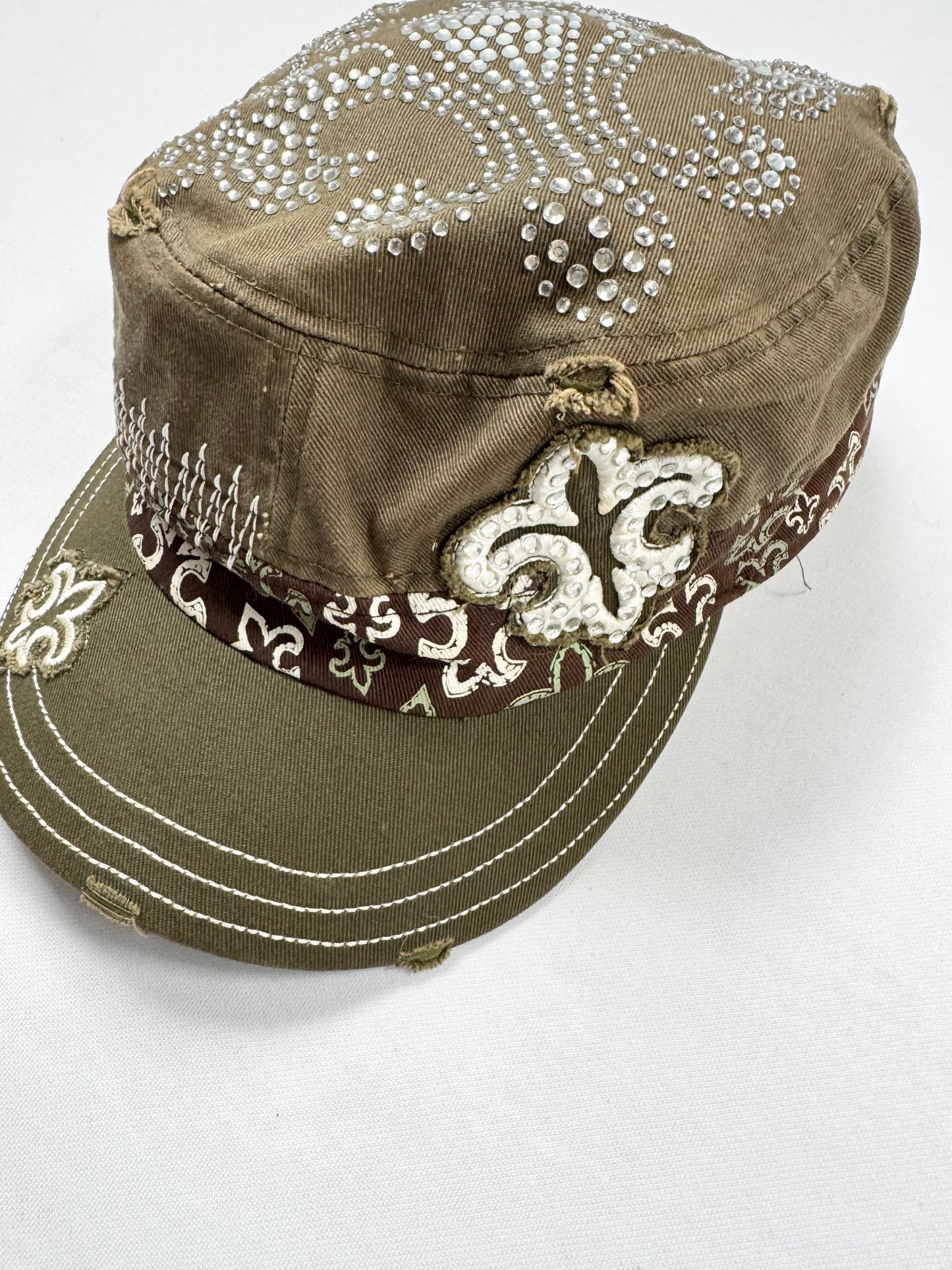 Green Diamanté Cross Cap ♡