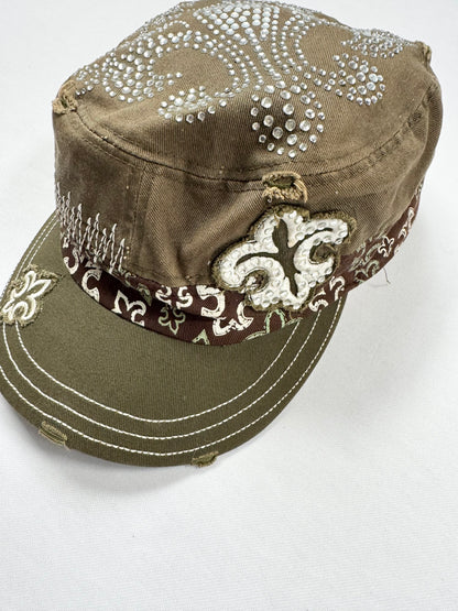 Green Diamanté Cross Cap ♡