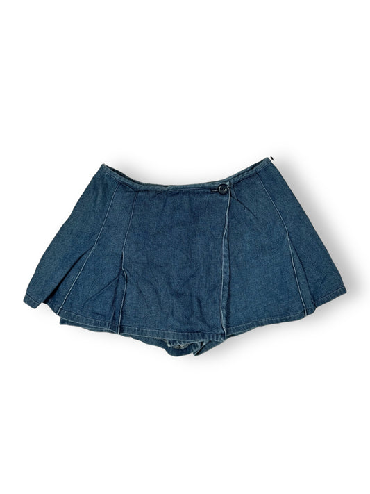 Pleated Denim Wrap Skirt