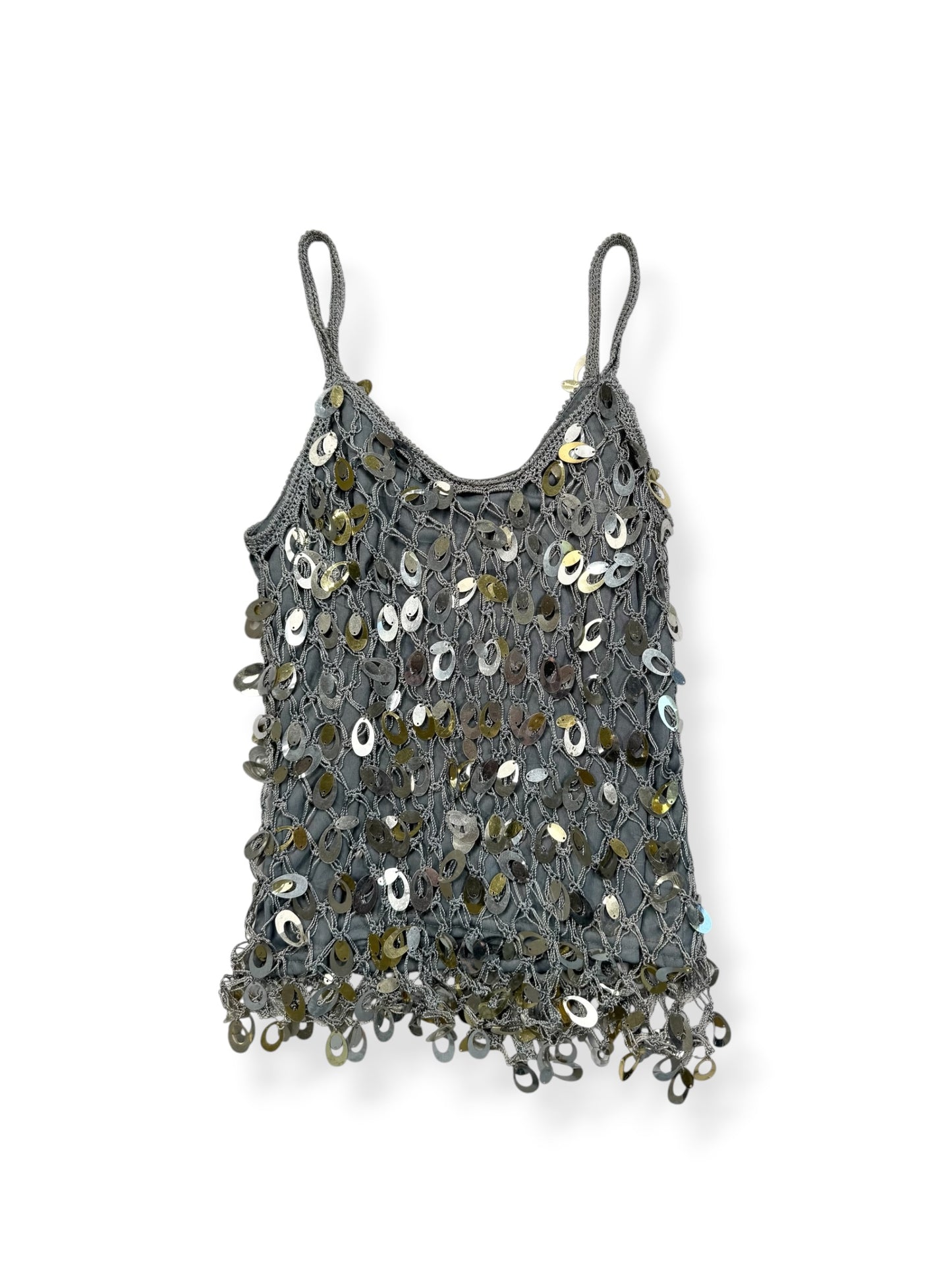 Silver Crochet Sequin Cami ♡ XS