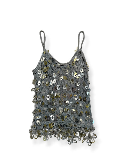 Silver Crochet Sequin Cami ♡ XS
