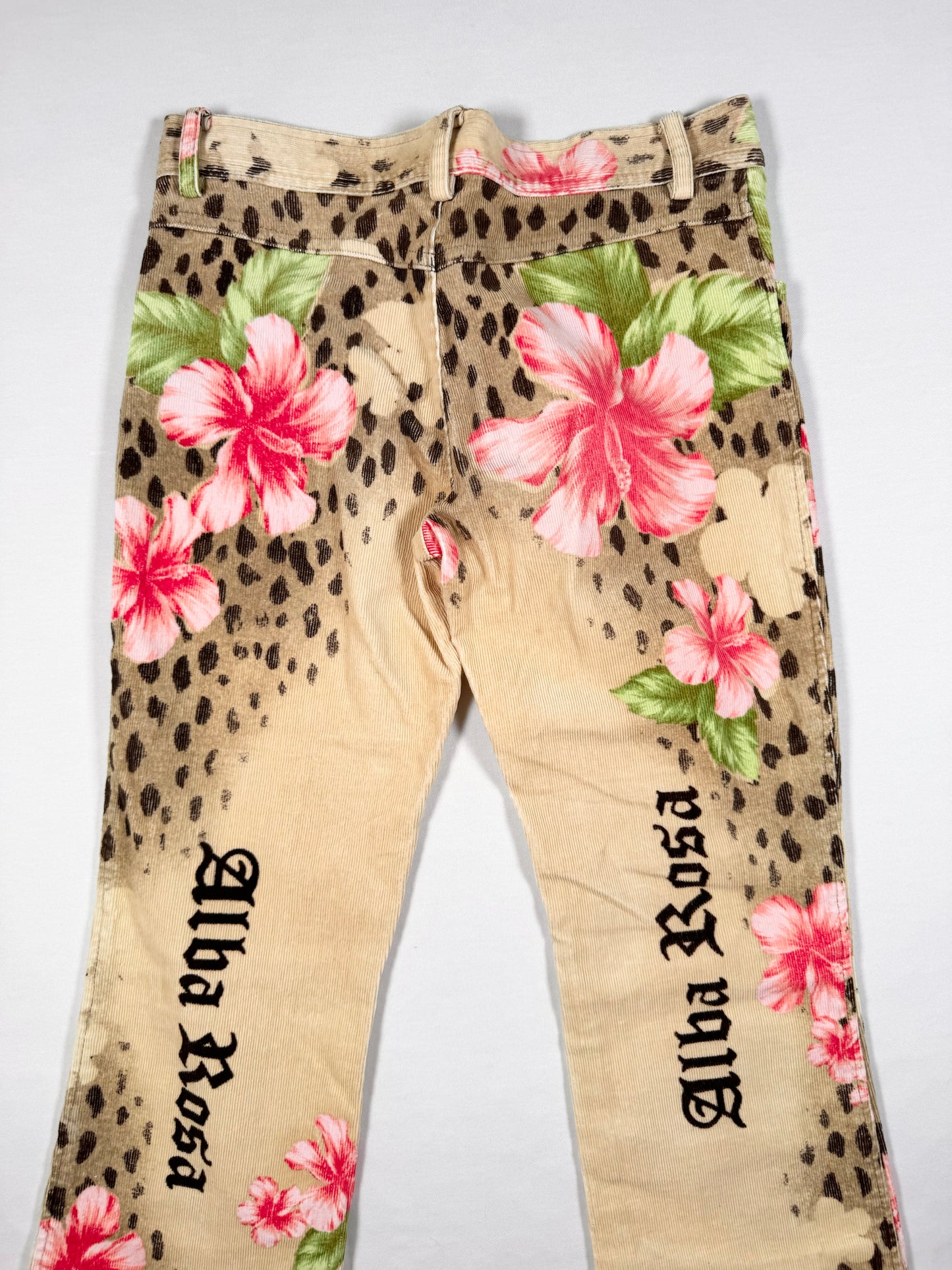 Alba Rosa Leopard Hibiscus Flared Jeans