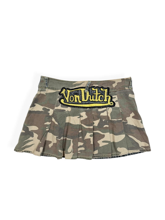 Von Dutch Camo Pleated Mini Skirt ♡ Size S