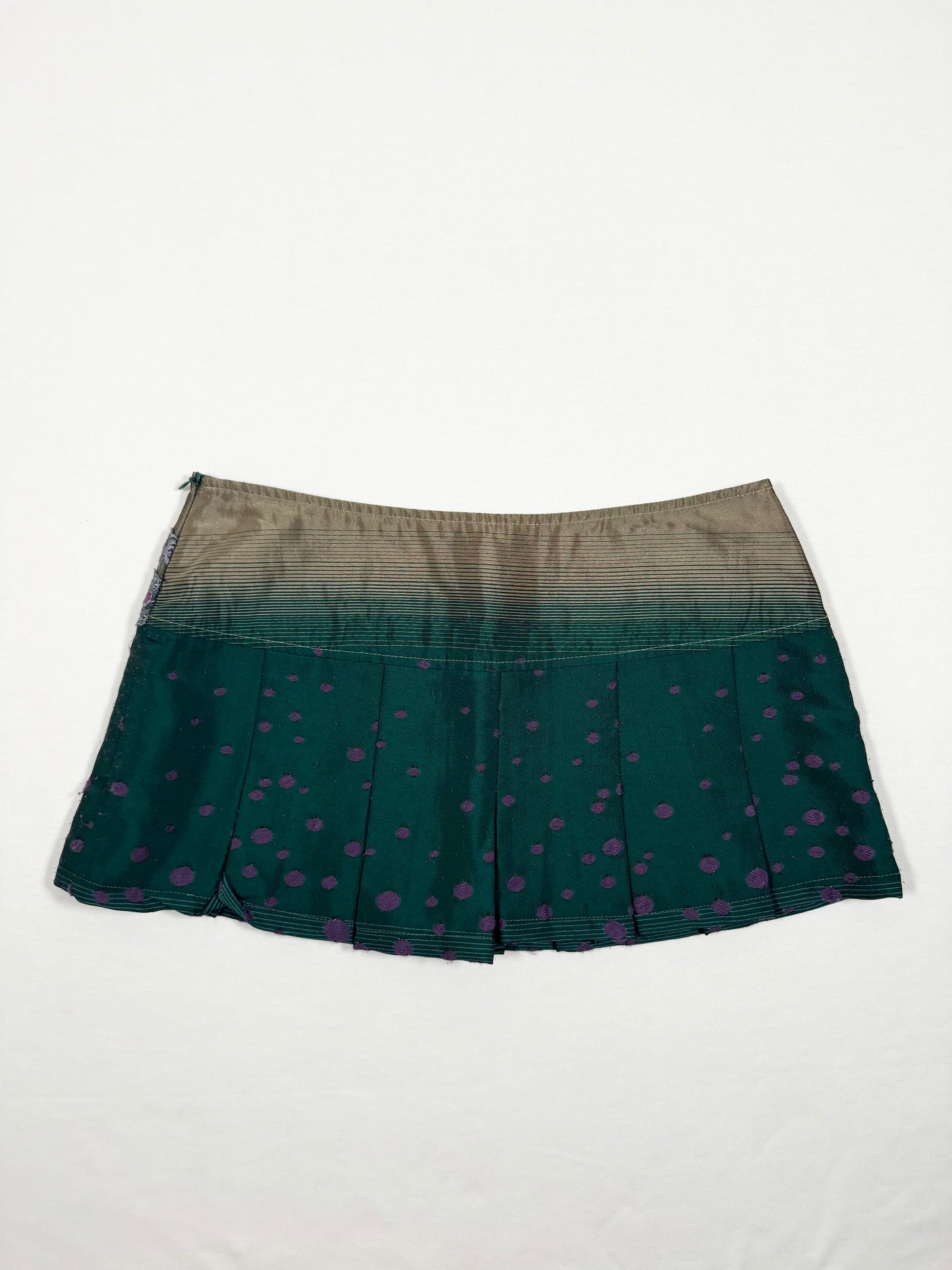 Pleated Green Mini Skirt