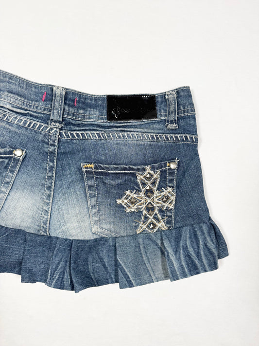 Cross Pleated Mini Skirt ♡ Size M