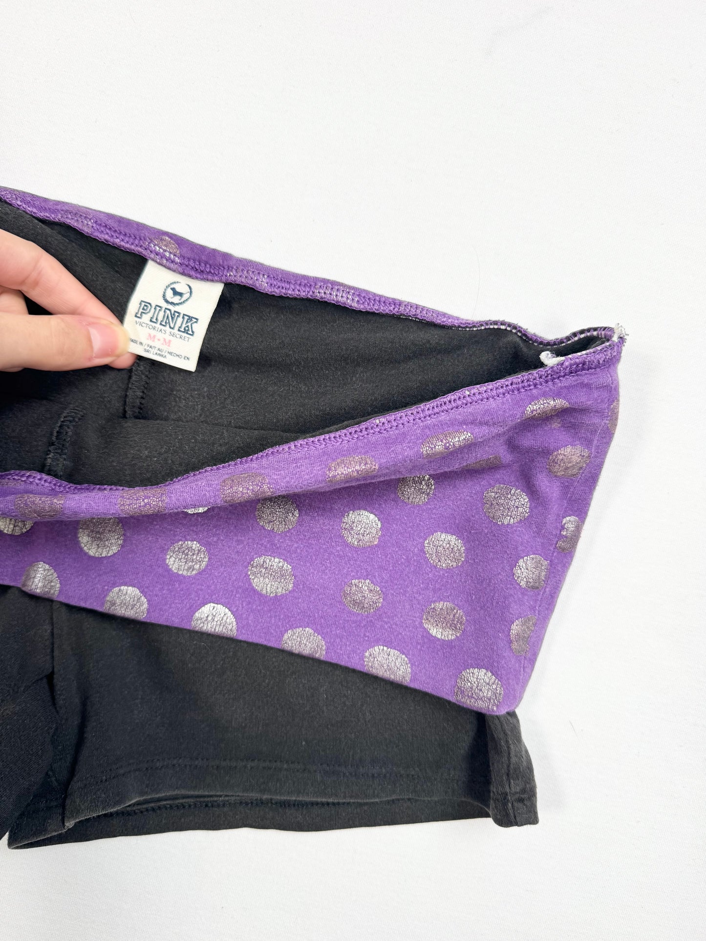 PINK Purple Polka Dot Fold Over Shorts ♡ M