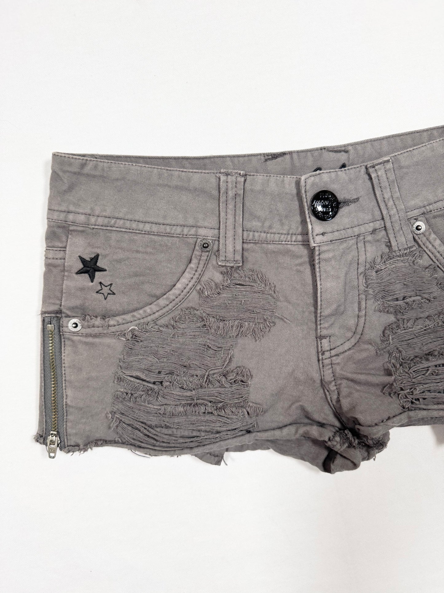 Grey Distressed Mini Shorts ♡ Size XS