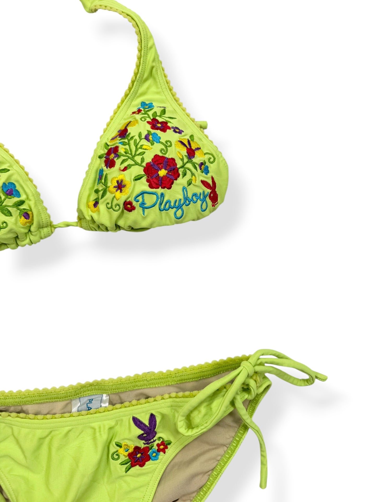 Green Embroidered Playboy Bikini ♡ XS