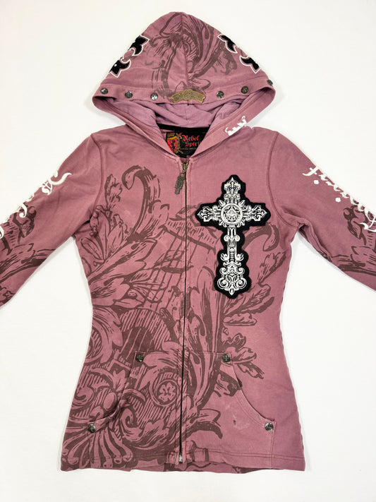 Cross Studded Purple Zip Up Hoodie ♡ S