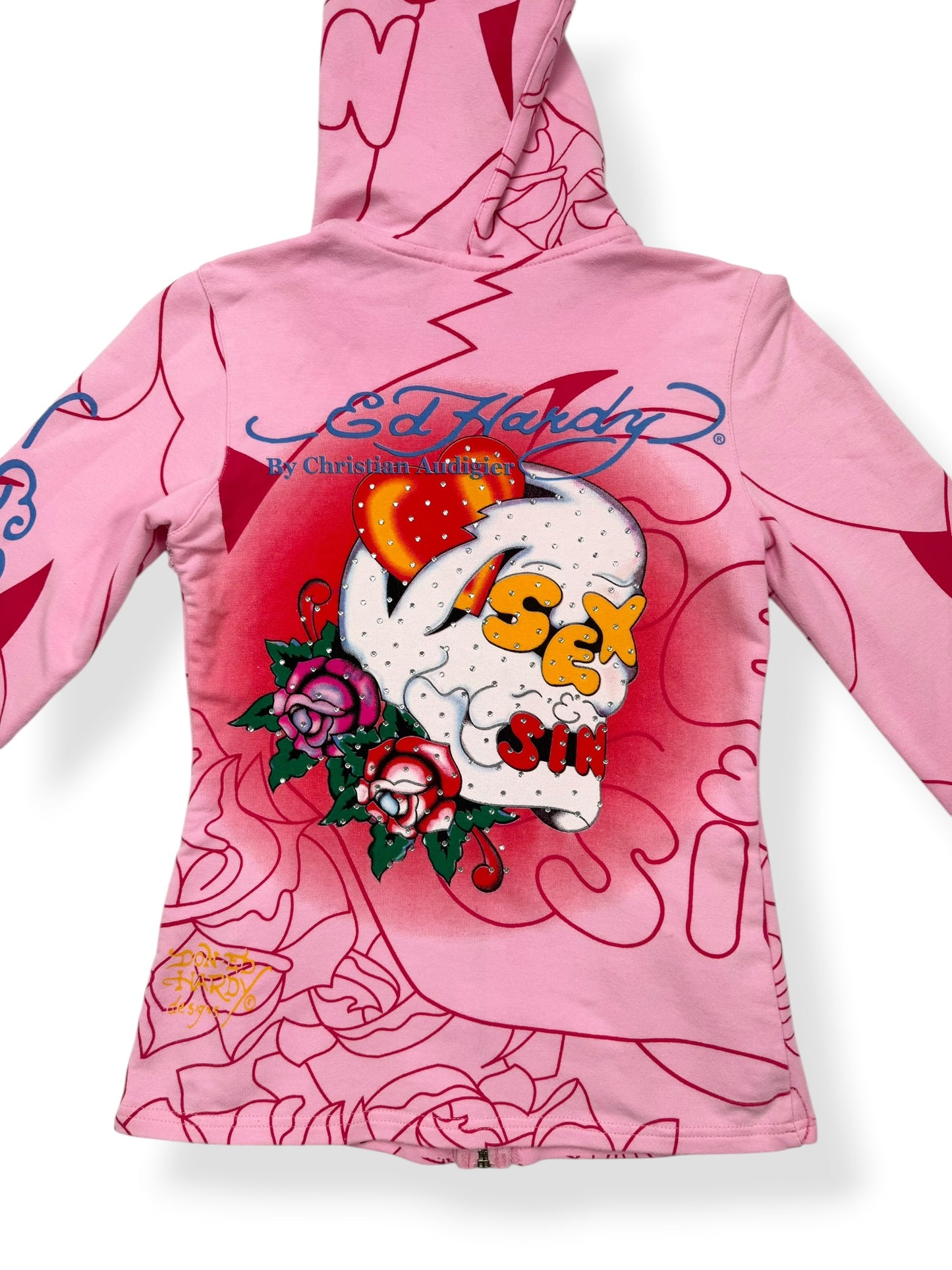 Pink Ed Hardy Zip Up Hoodie ♡ S
