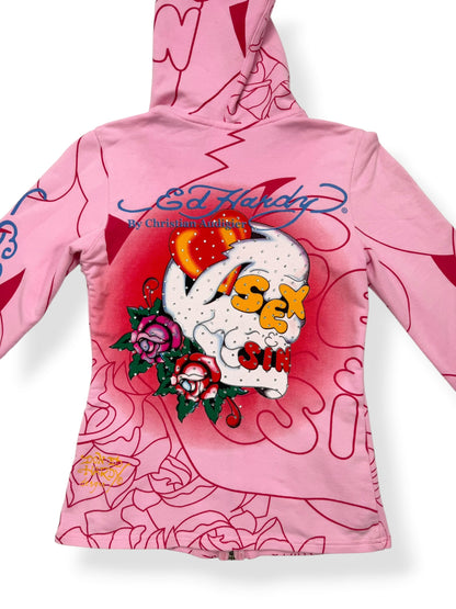 Pink Ed Hardy Zip Up Hoodie ♡ S