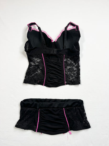 Playboy Pink & Black Cami Skirt Set ♡ XS