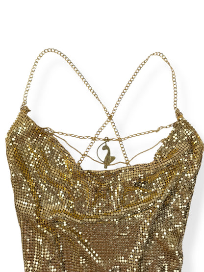 Baby Phat Gold Chainmail Backless Top ☆ XS-M