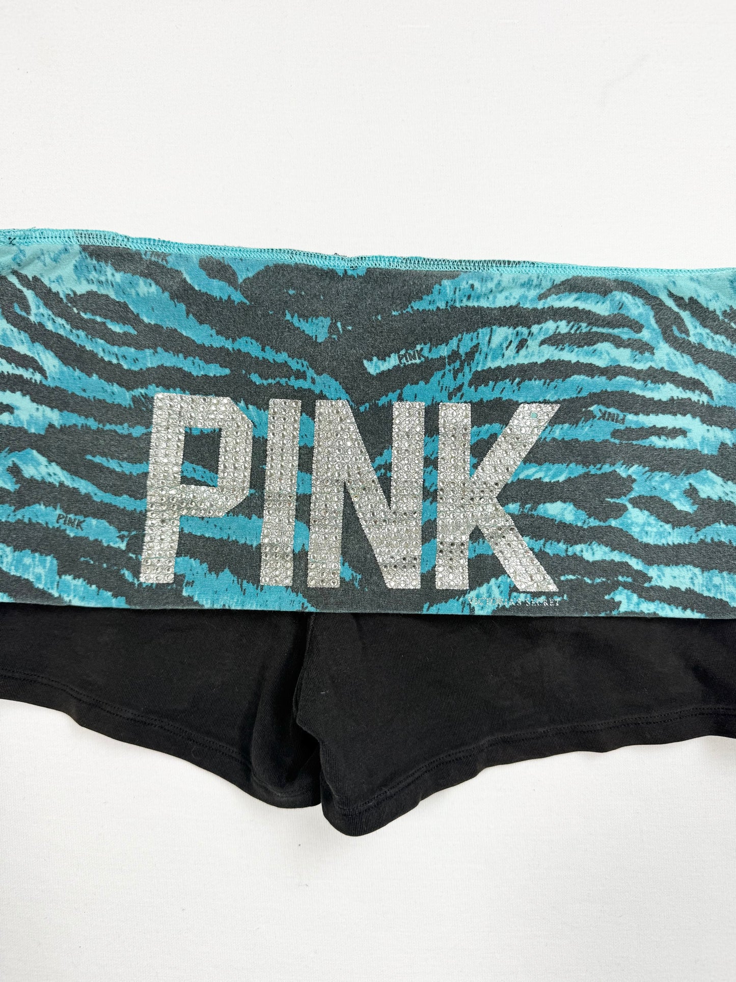 PINK Blue Zebra Fold Over Shorts ♡ M
