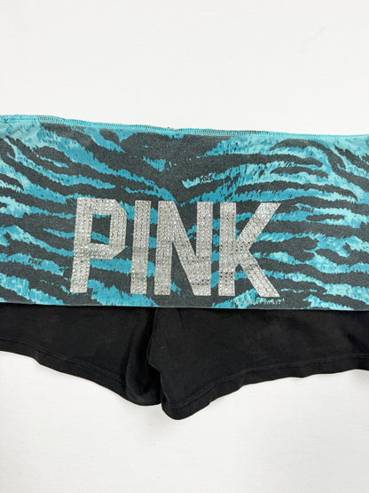 PINK Blue Zebra Fold Over Shorts ♡ M
