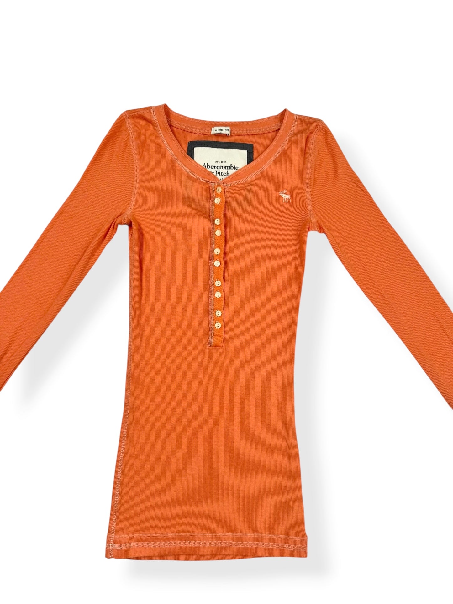 Abercrombie & Fitch Orange Henley Long Sleeved Top ♡ XS