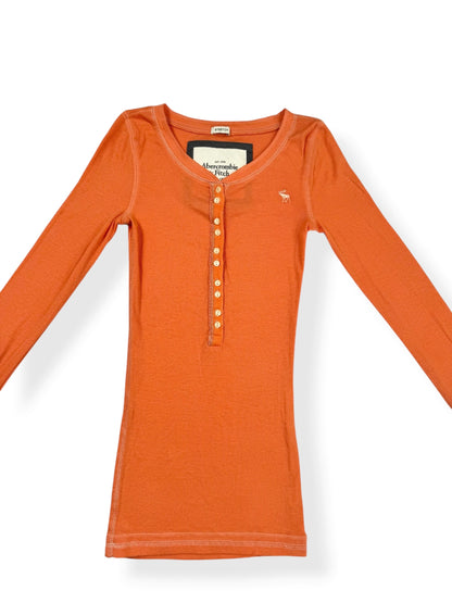 Abercrombie & Fitch Orange Henley Long Sleeved Top ♡ XS
