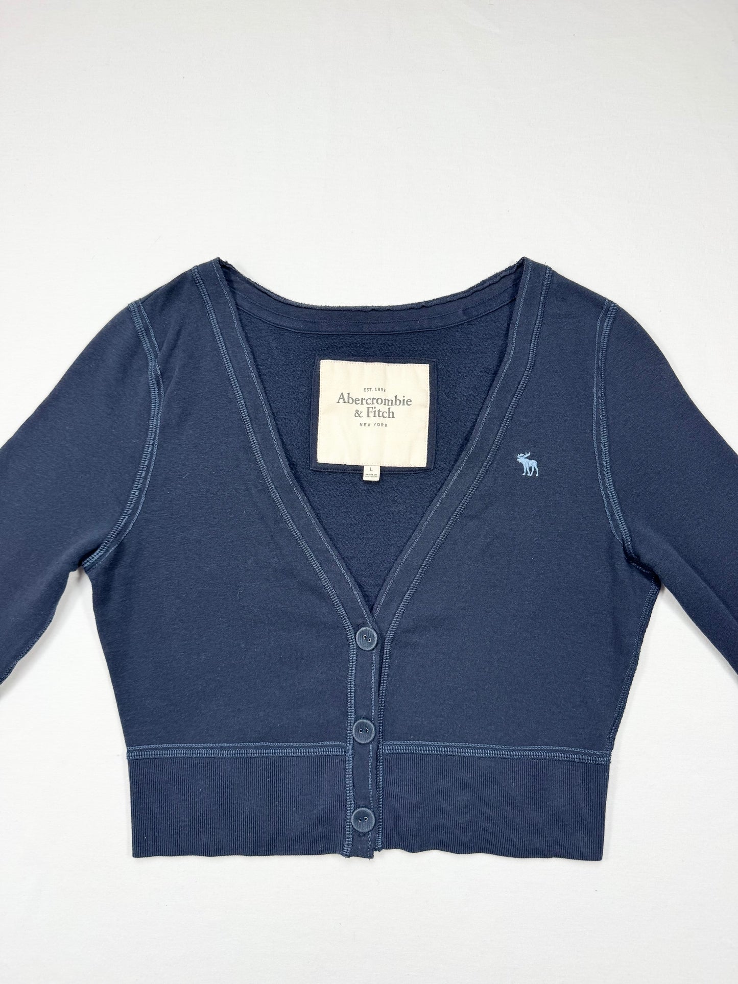 Abercrombie & Fitch Navy 3/4 Sleeve Cropped Top ♡ L