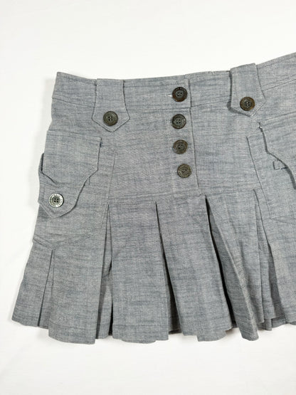 Grey Pleated Mini Skirt