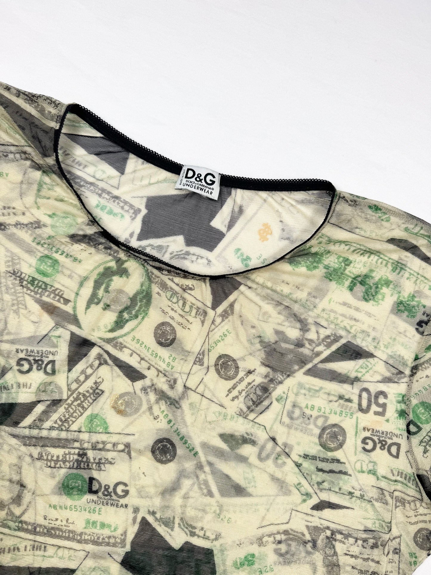 D&G Money Print Mesh Tee ♡ XL